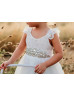 Ivory Lace Tulle Flower Girl Dress With Beaded Belt